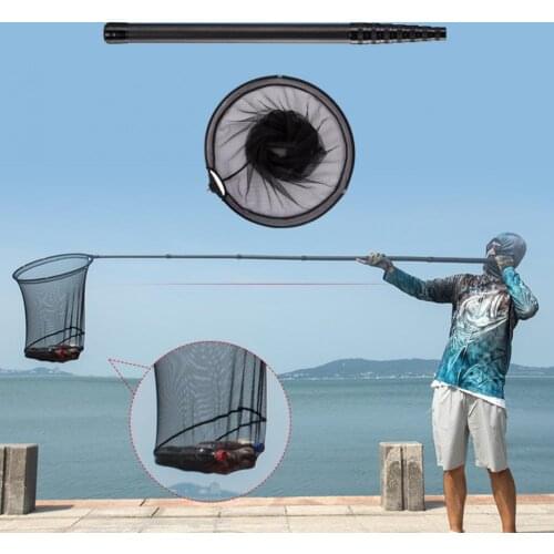 Landing Net Short-section Portable Fish Landing Hand Net Telescopic Pole Tackle Multifunctional Carp Net Pole for Angling