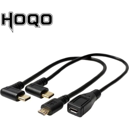 Male/Female Micro USB to Type C Right Angle USB C to Micro B Sync Data Charge Power Cable Cord for Mobile HDD Mp4 Carema
