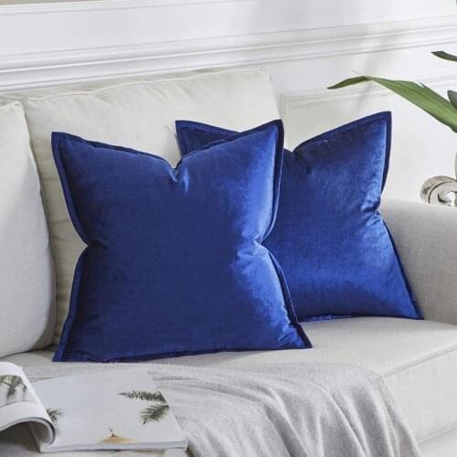 Blue Modern Solid Cushion Covers for Sofa Couch Bed Throw Pillow Covers 45x45 Luxury Velvet Square Pillowcases