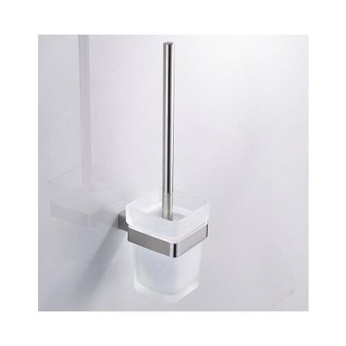 Modern Toilet brush holder Stainless Steel SUS 304 Mounting Seat Square Style Glass Cups Bathroom Hardware Fitting DG8309L