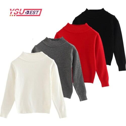 1-6Yrs Sweaters Baby Boys Girls Kids Turtleneck Sweaters Kids Autumn Clothes Winter Knitted Bottoming Boys Sweaters Cotton