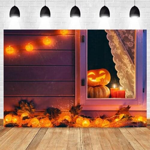 Halloween Backdrop Background Photography Pumpkin Lantern Window Baby Birthday Photo Studio Vinyl Photophone Photozone Photocall