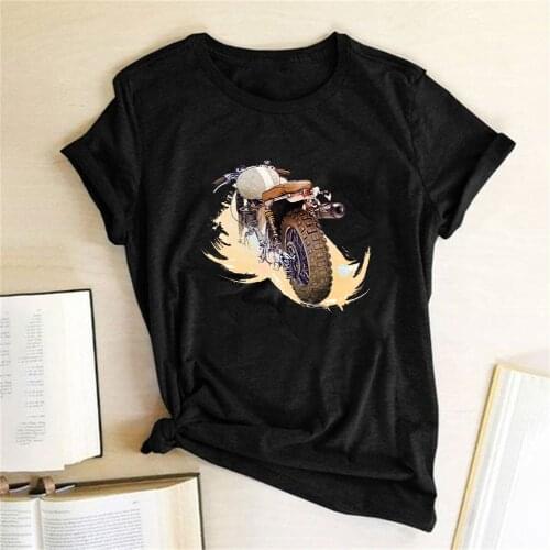 Motorbike Motorcycle Print T-Shirt Women Short Sleeve Cotton T Shirt Summer Casual Fashion T Shirt Design Unisex Mujer Camisetas