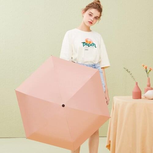 Solid Mini Pocket Parasol Women UV Protection Ladies Small Umbrella Folding Portable Windproof Black Coating Parasol Girl A5A