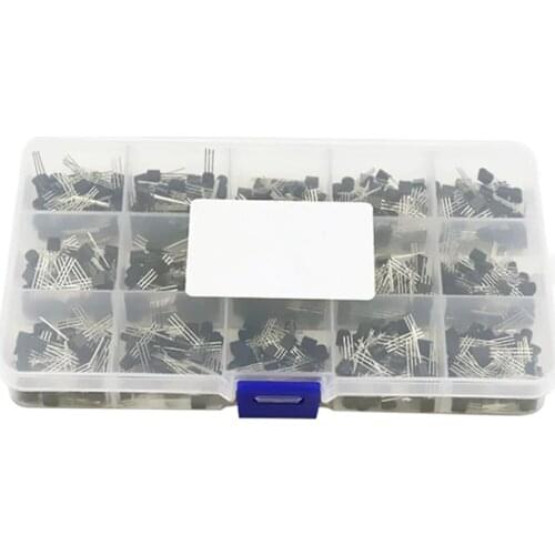 10value 200PCS BC337 BC327 2N2222 2N2907 2N3904 2N3906 S8050 S8550 A1015 C1815 Transistor Assortment Kit Transistors Box Pack