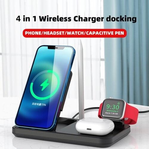 15W Wireless Charger 4 in 1 Fast Charging Station for Samsung Galaxy Watch 3/Gear/Buds/Note 20/S21 for iPhone 12 11 Pro xs Max