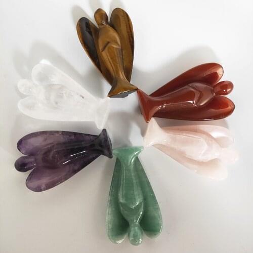 2.5inches Natural quartz crystal angel 6Kind of stone quartz angel Healing for Christmas gift