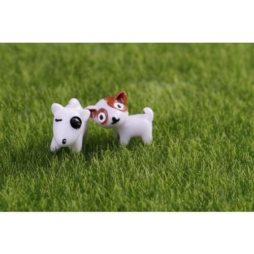 2Pcs Mini Kawaii spot Dog Mixed Resin Craft Miniatures Fairy Garden Decorations Resine Terrarium Figurines Moss Micro Landscape