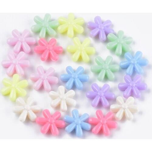 200pcs Cute Acrylic Beads Spacer Beads Flower Heart Mixed Color for Jewelry Making DIY Bracelet Necklace Accessories Finding