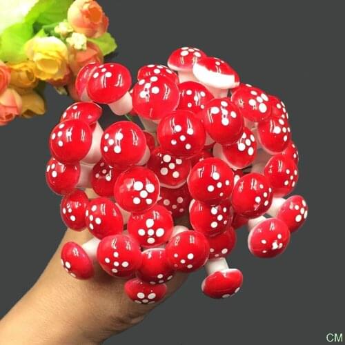 30Pcs/set 2cm Artificial Mini Mushroom Miniatures Fairy Garden Moss Terrarium Resin Crafts Decorations Stakes Craft For Home