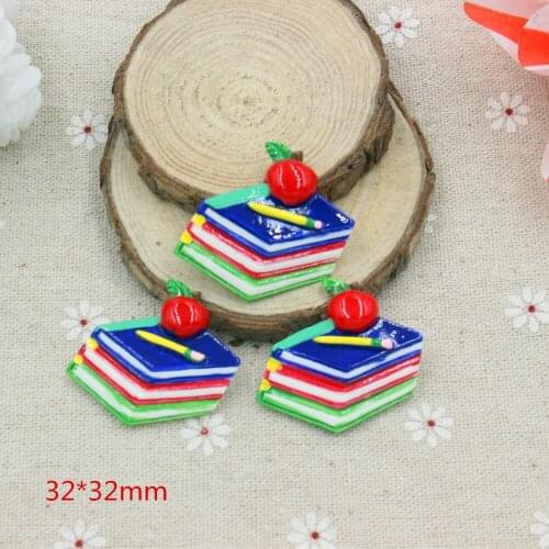 8pcs/lot mix colors resin book in solid color for kids hair phonecase DIY resin cabochons accessories