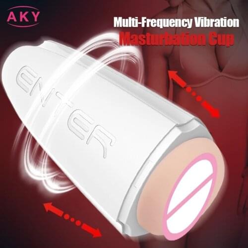 12 Speeds Triangle Automatic Male Masturbator Soft Silicone Vagina Real Pussy Adult Vibrating Masturbation Oral Sex Toys for Men