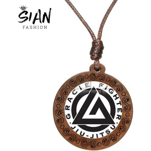 SIAN Slavic Norway Viking Valknut Amulet Necklace Scandinavian Norse Symbol Runes Glass Cabochon Wood Made Pendant Retro Jewelry