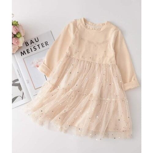 Bear Leader Kids Girls Party Dress 2021 New Autumn Baby Girl Sequined Dresses Mesh Sweet Vestidos Toddler Outfits Suit 3 7 Years