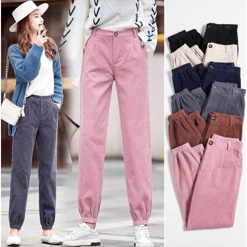 Autumn winter womens pants loose casual corduroy pants female harem pants trousers women pants women harajuku streetwear