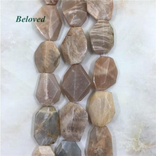 Freeform Faceted Flash Sunstone Slice Loose Beads, High Quality Moonstone Gems Strand Beads For Jewelry Making, BG18091