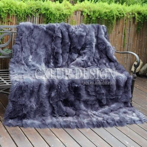 CX-D-123C Soft Home Decoration Fur Carpet Genuine Patchwork Fox Fur Blanket Fur Area Rugs