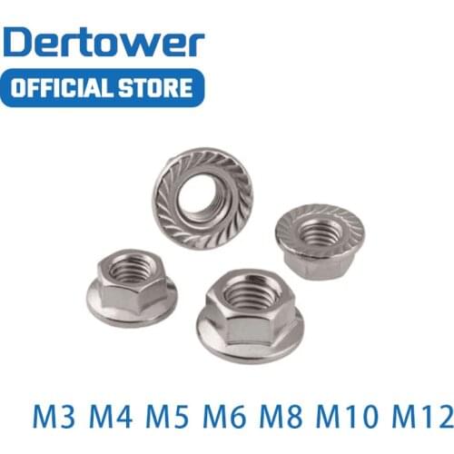 DIN6923 M3 M4 M5 M6 M8 M10 M12 304 Stainless Steel Hexagon Flange Nuts Pinking Slip Locking Lock Nut