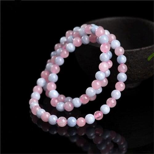 Grade A Natural Mixed Candy Color Chalcedony Multiple Layered Beaded Bracelet 6mm Round Beads Bangle Prayer Bracelet BR031
