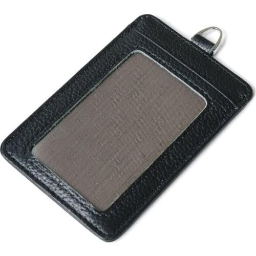 Cow Leather Bus ID Holders High Quality Name Credit Card Cover Women Men Bank Card Card Black Red Identity Porte Badge