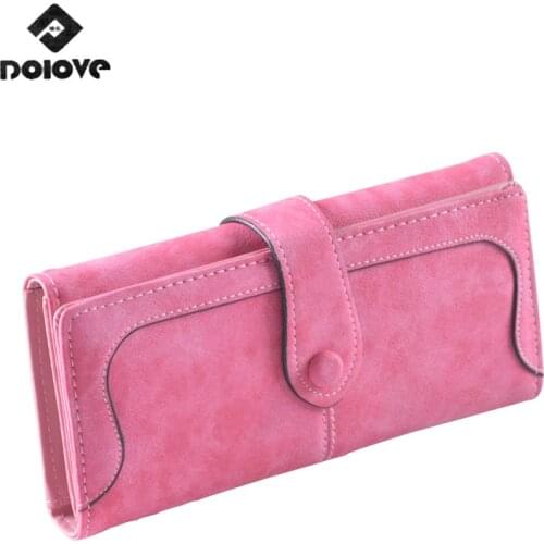 DOLOV Wallet women long paragraph frosted retro Europe and the United States cute card holding hand fashion buckle wallet wallet