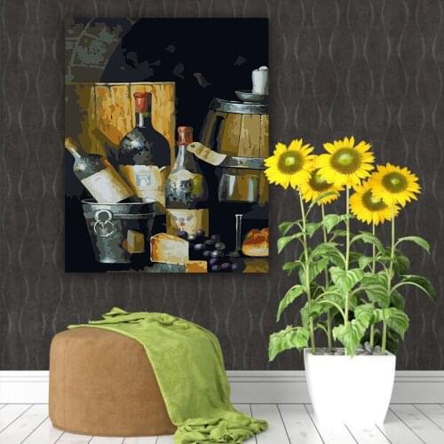 Red wine glass fresh fruit European kitchen restaurant hotel warm decoration painting large painting king DIY digital painting