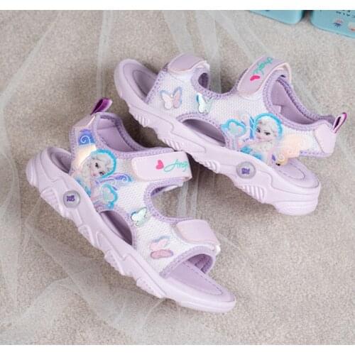 Summer Children Shoes Baby Girls Sandals Cartoon Frozen Anna Elsa Beach Soft Sandals Non-Slip Kids Breathable Cute Flat Shoes