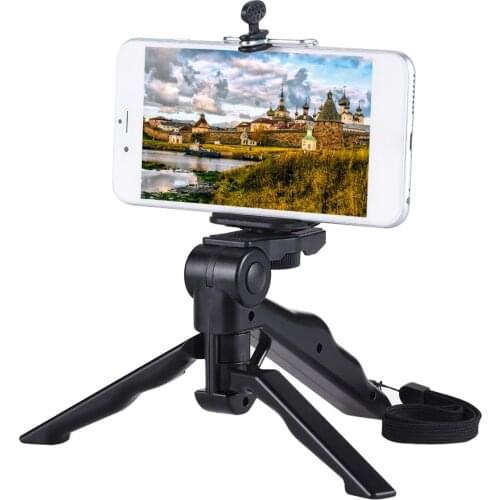 Andoer Mini Tripod Stand Support Holder Hand Grip Stabilizer w/Smartphone Clip Bracket for iPhone for Samsung Galaxy