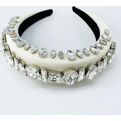 Fashionable White Thin Spring-Summer Sponge, Crystal hairband ,Headband for Girls, Gemstone, Rhinestone, Super Shiny headband, H