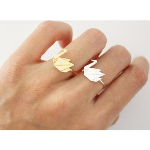 Fashion papercranes ring, plane geometry folding paper ring, hand copper rings Welding ring