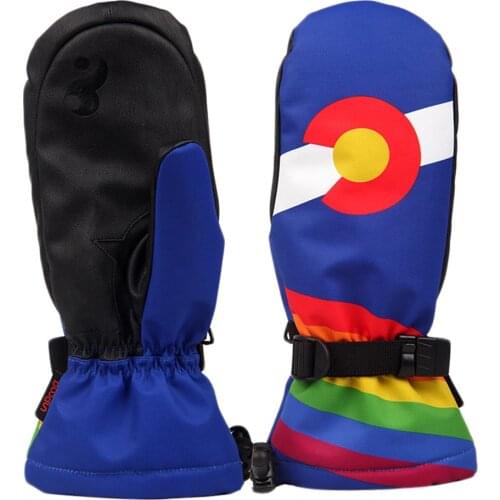 Men Ski Gloves Fashion Printing Waterproof Windproof Non-slip Snow Skating Skiing Gloves Winter Warm Mittens Gloves