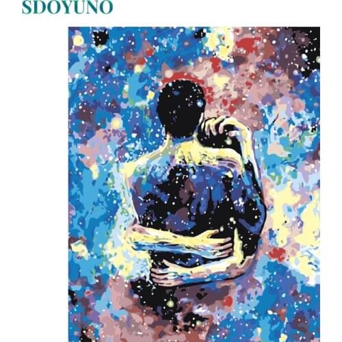 SDOYUNO 60x75cm Frameless Oil Painting By Numbers On Canvas Embrace Paint By Numbers Home Decor Figure Digital Painting DIY