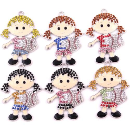 Wholesale colorful baseball girl pendants design for woman