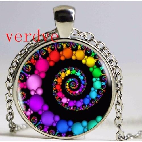 Spiral Pendant fractal necklaces pendants flourish swirls glass dome necklace sacred geometry art picture jewelry