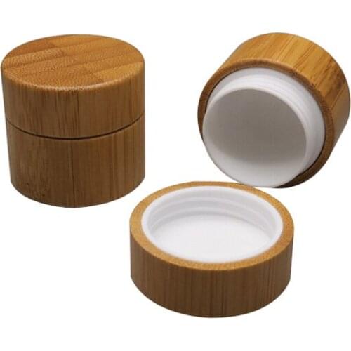 30pcs 10g Empty Face Cream Jar DIY Bamboo Facial Cream Compact Cosmetic 10ml Cheap Refillable Bottle Round Subpackage Container