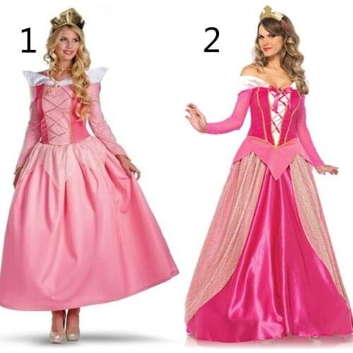 Adult Pink Princess Costume Sexy Sleeping Beauty Costume Aurora Dress Women Cosplay Dress Princess Aurora Bellet Costume