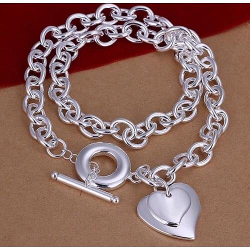 925 Sterling Silver Necklaces Jewelry 20 Inches Classic Thick chain heart pendant high quality Christmas Gifts