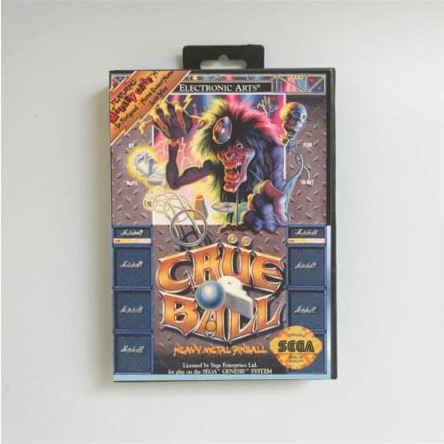Crue Ball - USA Cover With Retail Box 16 Bit MD Game Card for Sega Megadrive Genesis Video Game Console
