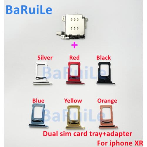 BaRuiLe 1set for iPhone XR Dual SIM Card Reader flex cable +SIM Card tray Holder Slot Adapter Replacement Parts