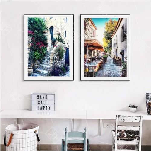 Modern Minimalist Mediterranean Landscape Decoration Painting Street View Art Posters and Prints Bedroom Decoration Wall Picture