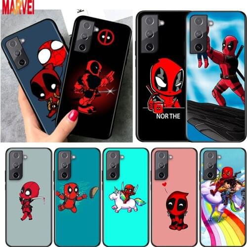 Cute Cartoon Deadpool Shockproof Cover for Samsung Galaxy S21 S20 FE Ultra Lite S10 5G S10E S9 S8 Plus Black Phone Case