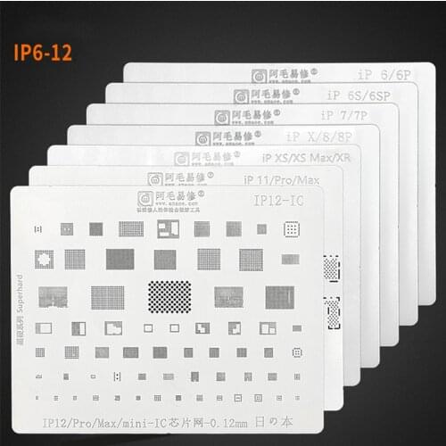 Amaoe BGA Reballing Stencil for iPhone 6 6s 6sp 7 7p 8 8p X XS XSMAX 11 11Promax 12 12mini IC Chip Solder Template