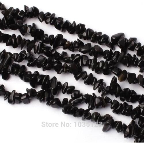 High Quality 5-8mm Natural Black Chip Shape Obsidian DIY Gems Loose Beads Strand 16" Jewellery Creative Making w3411
