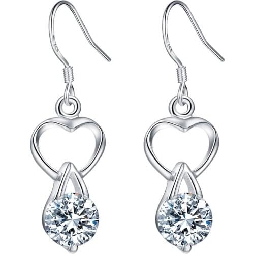 ES-AE487 Classic Silver Color 925 Jewelry Earrings For Women Wholesale Free Shipping Fashion Jewelry Bubble Heart