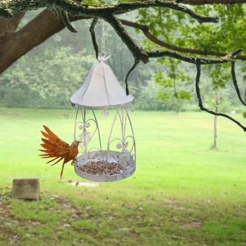Iron Bird Feeder Rainproof Windproof Hanging Style Pet Bird Feeder For Pet Parrot Outdoor Garden Decor Birds Feeding Supplies