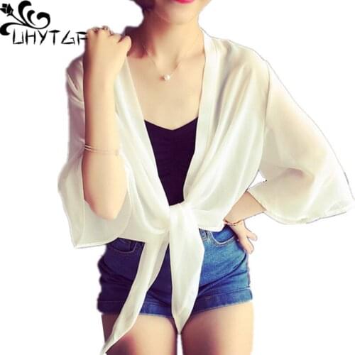 UHYTGF Summer women clothing Small shawl Ladies coat Thin section Beach Female sunscreen shawl plus size Short coat female X32