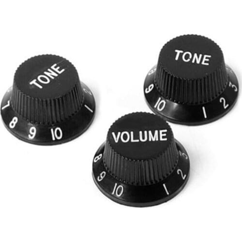 1set 1 Volume+ 2 Tone Knob Button Electric Guitar Potentiometer Cap Hat For FD Bottom Black