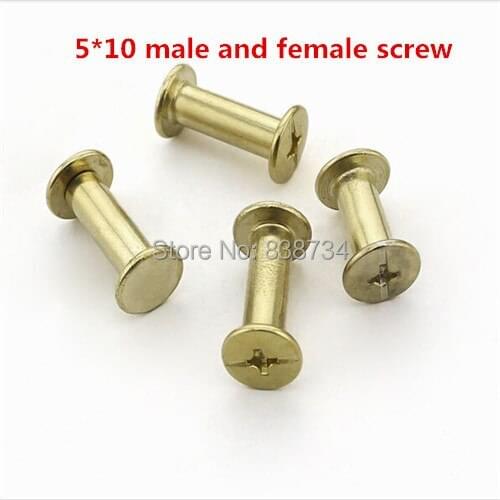 100pcs 5*10mm steel with brass plated chicago screw