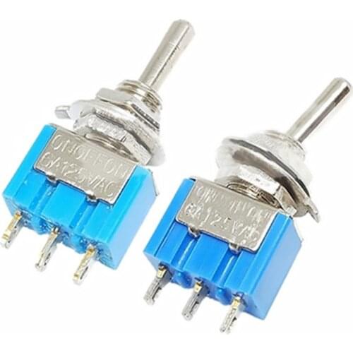2pcs DIY Toggle Switch ON-OFF-ON / ON-OFF 3Pin 3 Position Latching MTS-103 MTS-102 AC 125V/6A 250V/3A Power Button Switch Car