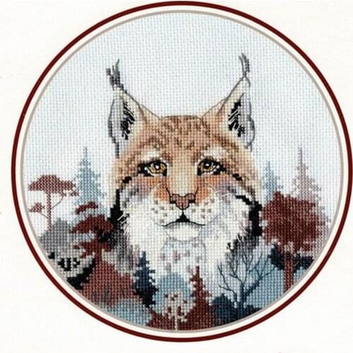 2021 Drop Shipping Needlepoint Miniature Lynx Hand Embroidery Designs Cross with 100% Cotton Floss &Free Shipping for Wall Decor